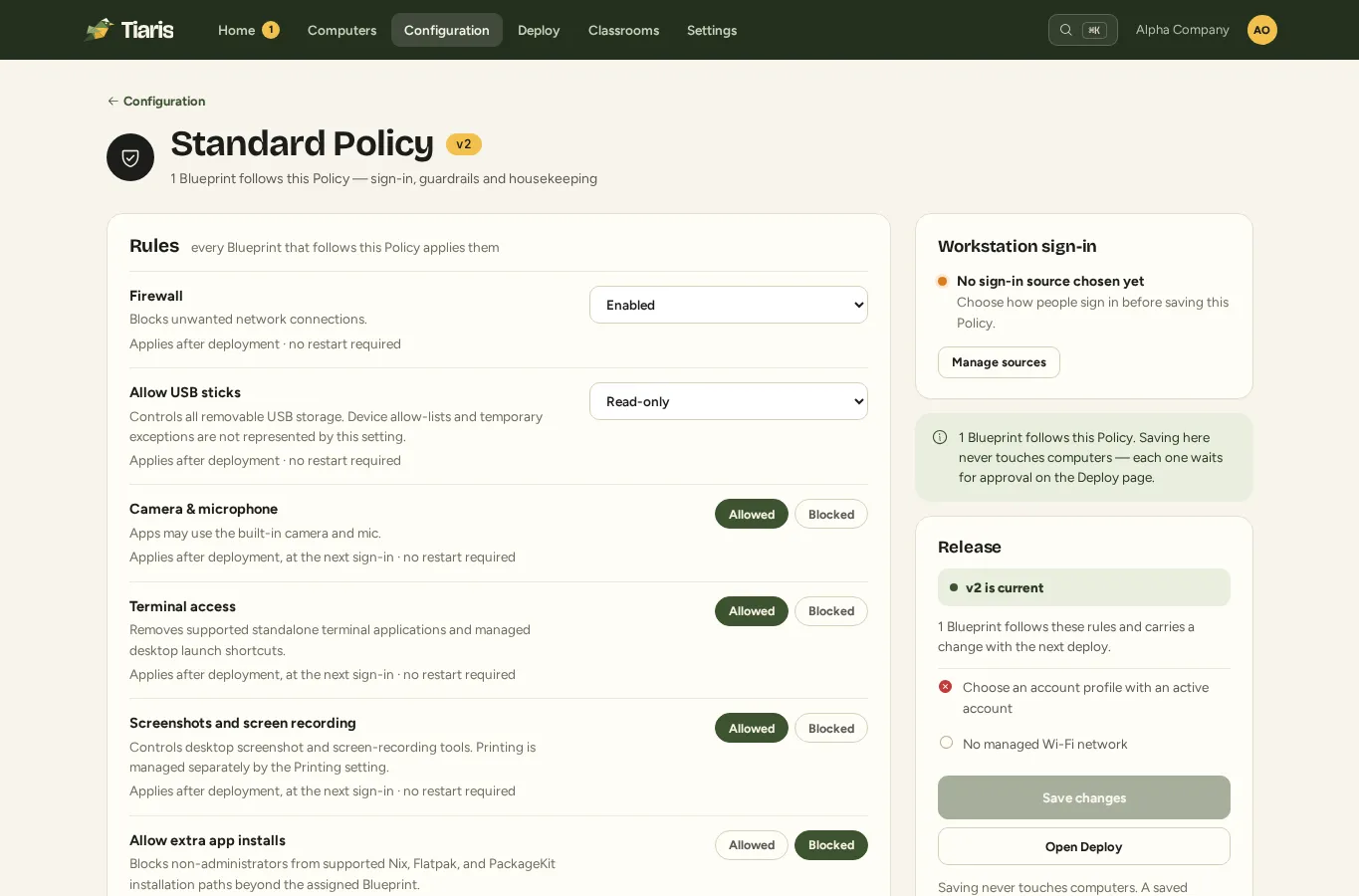 Policy showing the directory sign-in choices under How people sign in.